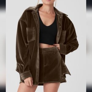 ALO Ribbed Velour Mountain Side Shacket Macchiato